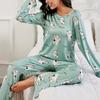 Spring Pajama Sets For Women Soft and Comfortable Pajamas Cute Cat Printed Sleepwear Long Sleeve Tops with Trousers Lady Pjs Set