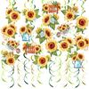 18Pcs Sunflower Hanging Swirls Decorations Sunflower Foil Swirls Ceiling Wall Decor for