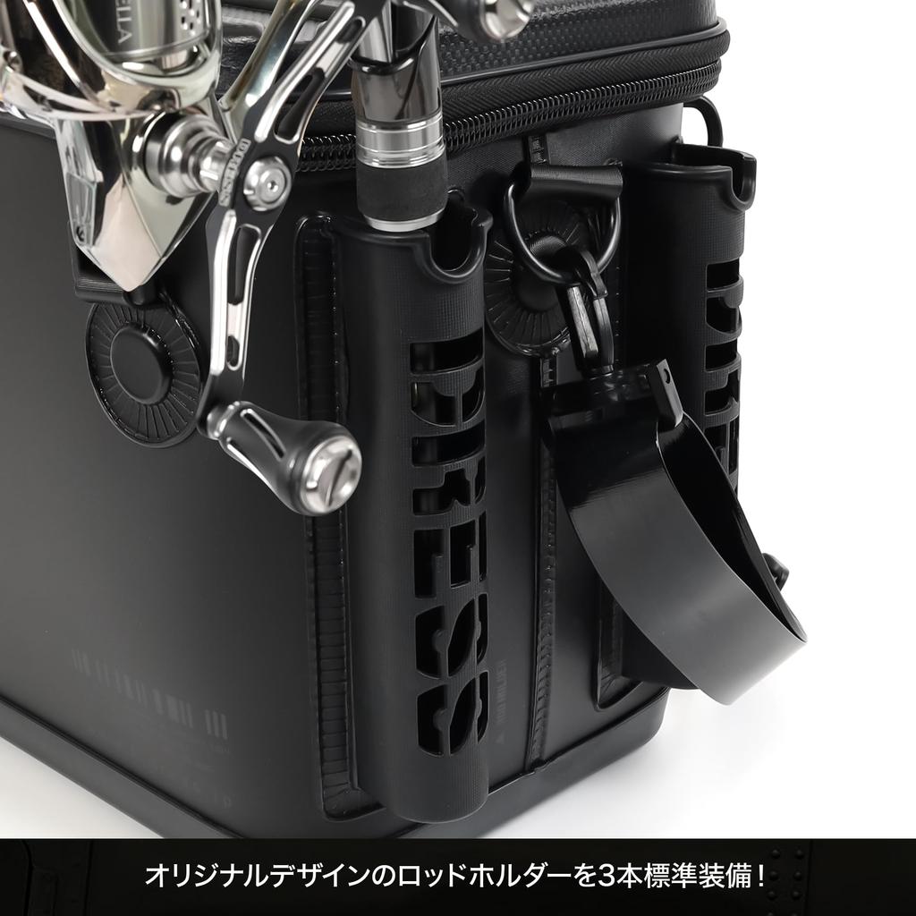 DRESS Bakkan Mini Mesh Stealth Black 17L Rod Holder EVA Multifunctional Fishing Fishing Gear Fishing Case Disaster Prevention Storage Container Tackle