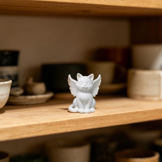 3D-печатная скульптура Ангела-Кота, Милая фигурка кошки, Крылатая кошка, Настольное украшение для дома и офиса, Многофункциональное украшение-кошка, Подарок для кошки