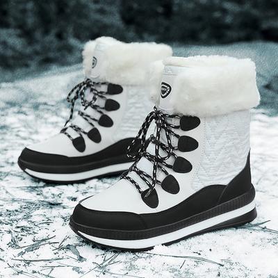 Зимние теплые ботинки для женщин с искусственным мехом, водонепроницаемые, на шнуровке, удобные короткие ботинки, женские нескользящие ботинки для походов и прогулок, полусапожки