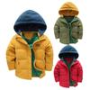 Зимняя куртка для мальчиков, однотонная, с вставками, толстая парка с капюшоном для подростков 3 4 5 6 8 10 лет, теплая, на пуху и хлопке, снежная одежда