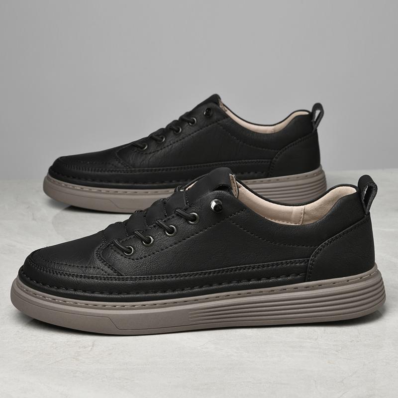 Весенние мужские кроссовки из натуральной кожи, мужская повседневная обувь, высококачественная мужская удобная обувь для скейтбординга, мужская обувь на шнуровке для отдыха на открытом воздухе