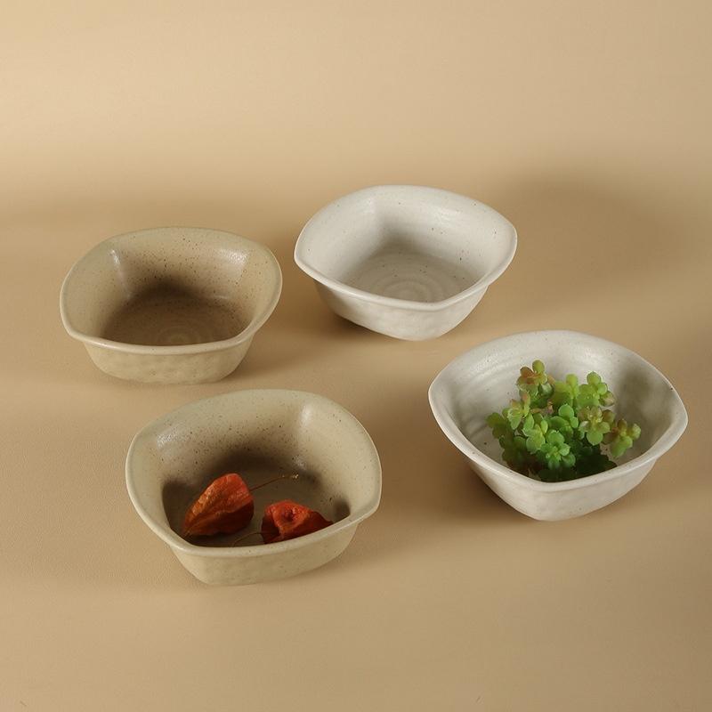 Jiutian Fired Coarse Pottery Bowl Color Glaze Microwave Safe Japanese Minimalist Design Vintage Hotel Tableware High-End Bowls