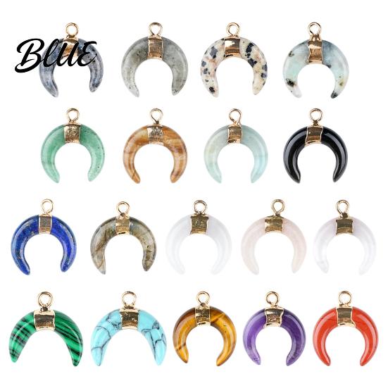 DIY Pendant Charm Gold-Plated Edging Crescent Horn Design Natural Imitation