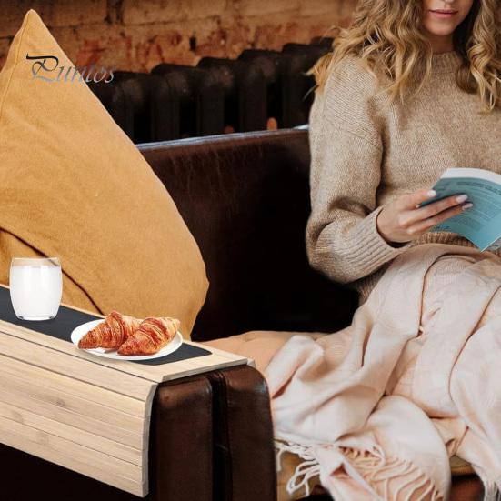 Деревянный поднос для дивана, нескользящий, прочный, многофункциональный, прямоугольный, складной подлокотник для дивана, держатель для кружки кофе, напитков, закусок, органайзер для хранения