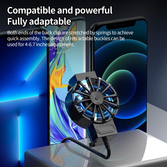 Эффективное рассеивание тепла, крутой световой эффект, полезный удобный мини-вентилятор охлаждения мобильного телефона, охладитель радиатора