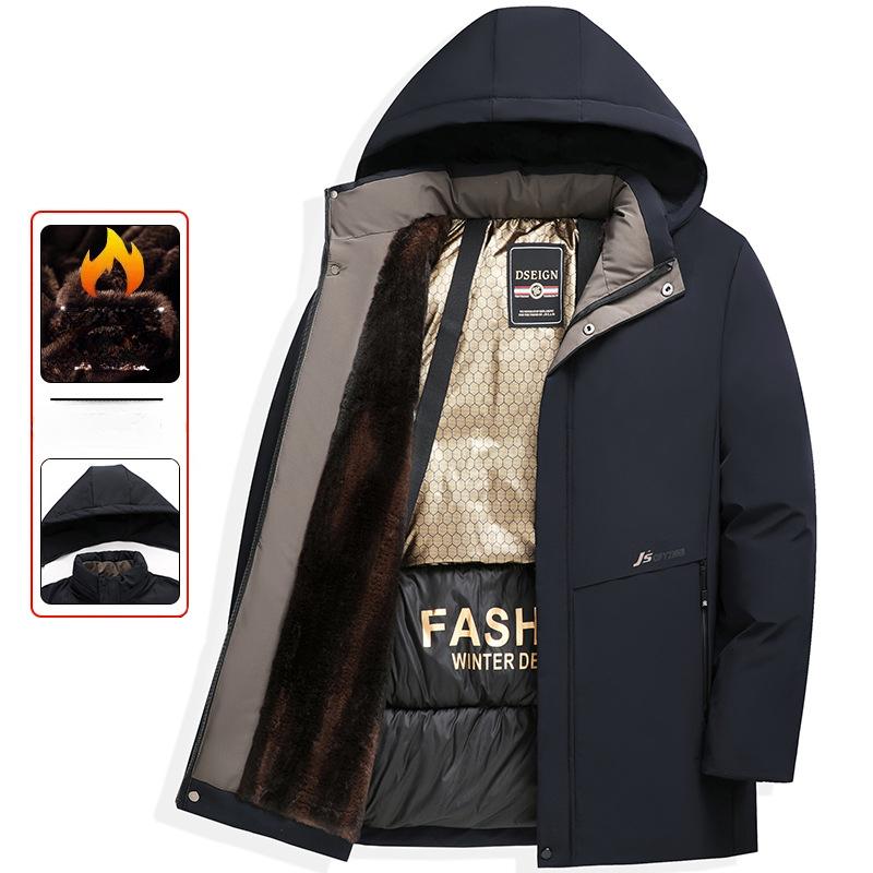 Зимняя мужская куртка Plus Velvet Thick Padded Jacket Теплая куртка Деловая повседневная куртка с пуховым стеганым воротником средней длины