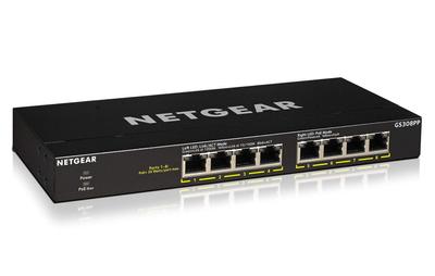 NETGEAR Настольный компактный неуправляемый коммутационный концентратор GS308PP Gigabit 8 портов 8 портов Бесшумная безвентиляторная энергосберегающая конструкция Гарантия 3 года (PoE+ 83 Вт)