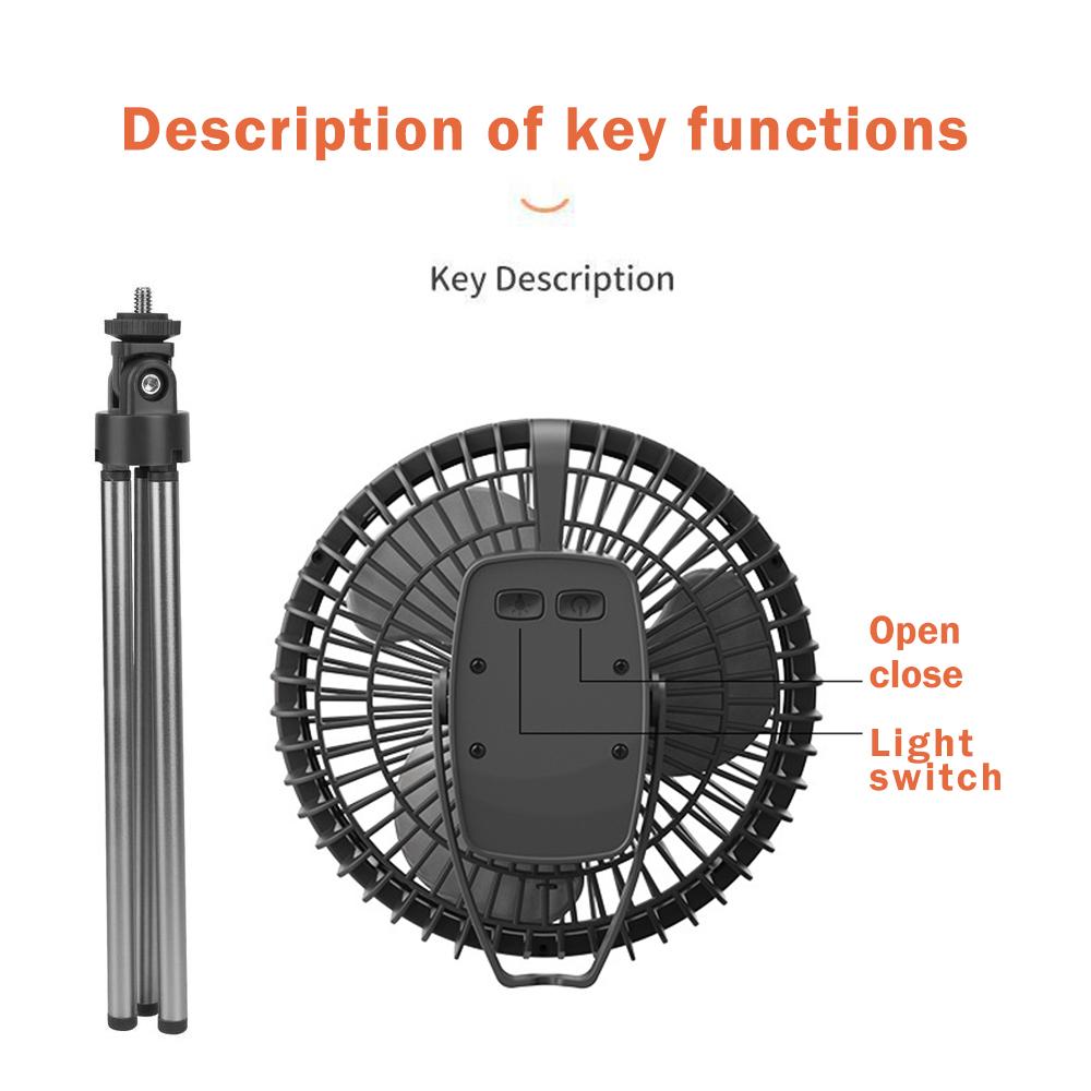 LED Fan with Light Modern USB Charging Desktop Portable Small Camping Fan Room Fan Three-level Wind Speed Adjustable