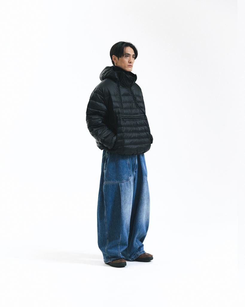Anglan Duck Down Hooded Anorak Puffer - Black