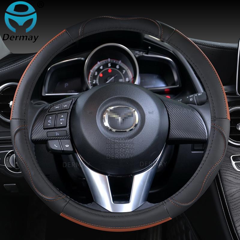Для Mazda 2 Mazda Demio 2002 ~ 2022 натуральная кожа автомобильный чехол на руль коровья кожа спортивные автоаксессуары