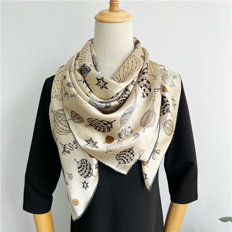 110*110 Cm Square Silk Scarf Women's Fashion Printed Small Neck Scarf Office Women's Hair Belt Folar Handkerchief Women's Handkerchief Shawl Scarf