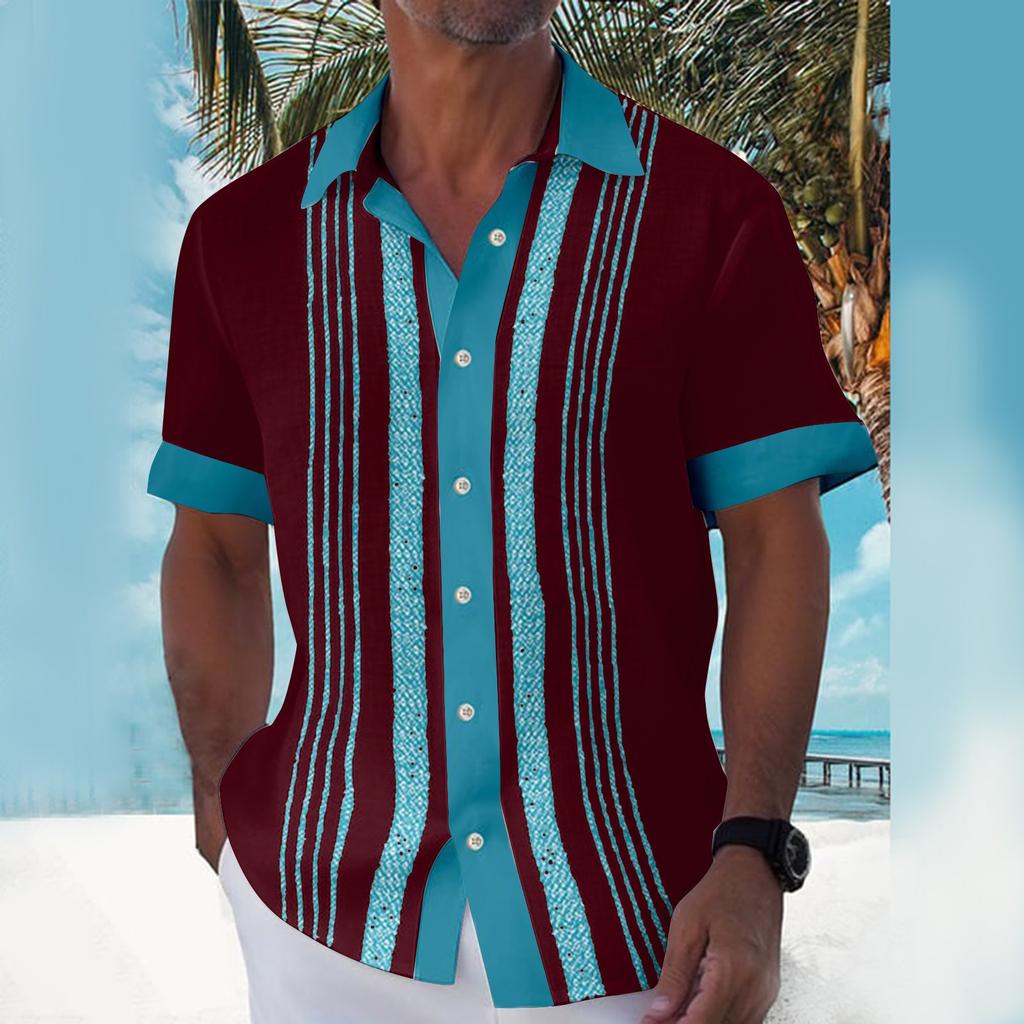 Гавайская рубашка для мужчин, мужские винтажные рубашки для боулинга на пуговицах, летняя пляжная рубашка с коротким рукавом