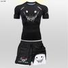 Mens Athletic 2-Piece Set: Quick-Dry Compression T-Shirt Shorts With Graphic Print Running Training Gym