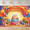 Spanish Birthday Party Decorations, Colorful Backdrop with Flowers and Balloons, Background for Photography, Party Supplies3993