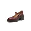 Fashion New Spring/summer Genuine Leather Mary Jane Shoes for Women Fashion Rivet Chunky Heel Round Toe Women Pumps Platform Shoes Women