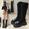 Boots Children's 2024 Autumn New Solid Color Retro Over Knee Long Boots Thick Sole Increase British Style