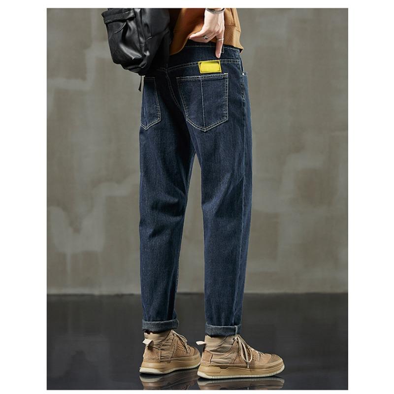 Plus Size Autumn Style Jeans Long Pants Blue Men Elastic Loose Vintage High Waist Basic Casual Fashion Harem Men Trousers