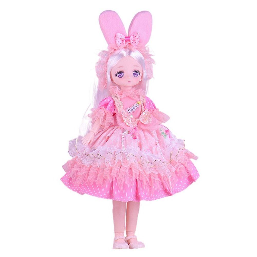 Multiple Movable 30cm Bjd Doll Toy Attractive Eyes Lace Princess Doll  Kids