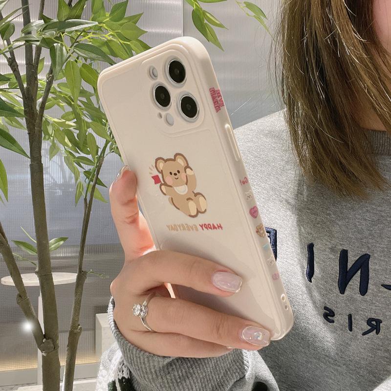 Боковой Медведь Яблоко 13 Все включено Чехол для мобильного телефона iPhone 15 XR Расписной 8p Мягкий клей 14pro Max Подходит для 11