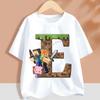 Hot Pixel Game T-shirt Children A-Z Letter White Clothes Cartoon Round Collar Clothing New Kids Short Sleeve Summer Tee Top Gift