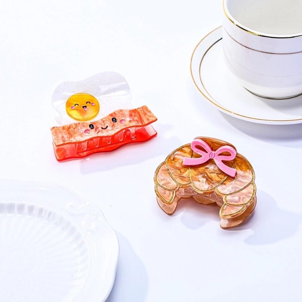 Toast Acetate Hair Crab Clip Cute Delicious Food Claw Clip Lovely Croissant Shark Clip Girls