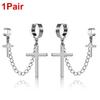 1 пара цельных сережек-клипс с крестиком и кисточками для женщин, подростков, мужчин, каффы из цинкового сплава, хип-хоп, винтажные серьги-цепочки в стиле панк
