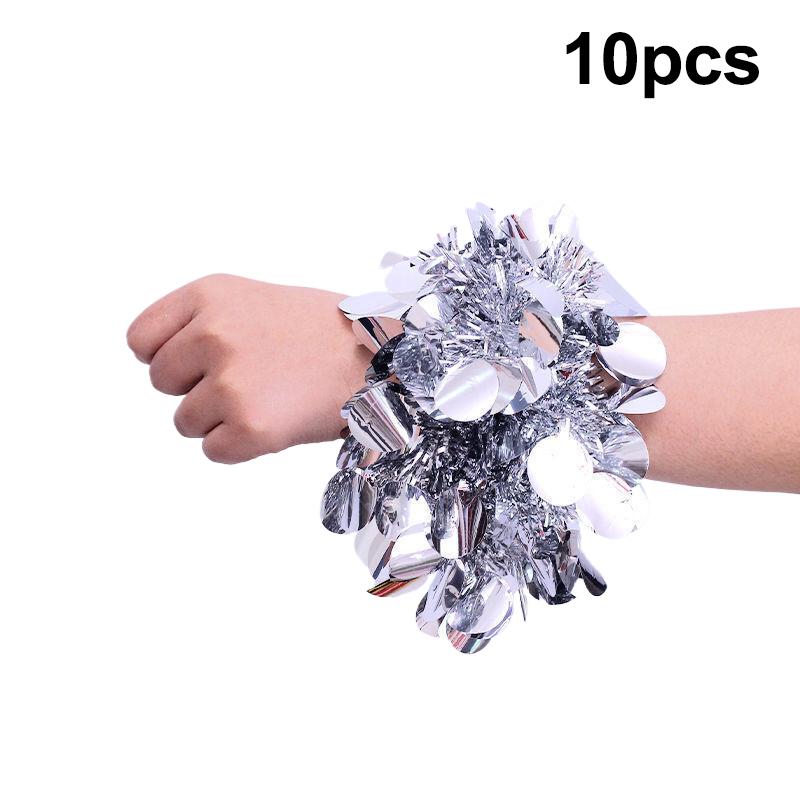 10 шт. Разноцветный мишурный браслет Эластичная лента Взрослые Дети Универсальный Реквизит для танцевального выступления Мишурный браслет на запястье для группы поддержки