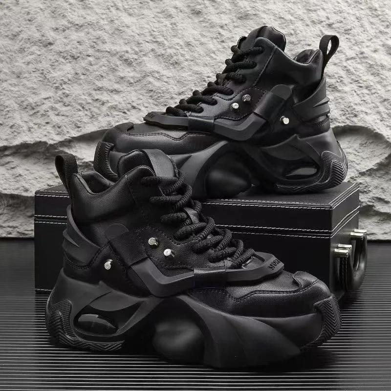 2025 New Autumn Trend Men Boots Comfortable Height Increasing LaceUp Casual Shoes Black High Top Fashion Boots Chaussure Homme