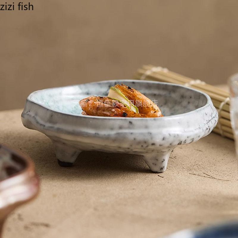 Винтажная керамическая обеденная тарелка, креативная нестандартная тарелка для суши, десертная тарелка, тарелки для закусок, специальная ресторанная посуда