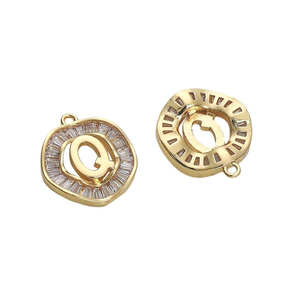 Copper Zirconium Inlaid 26 Letter Pendant For DIY Jewelry Making Craft Accessories