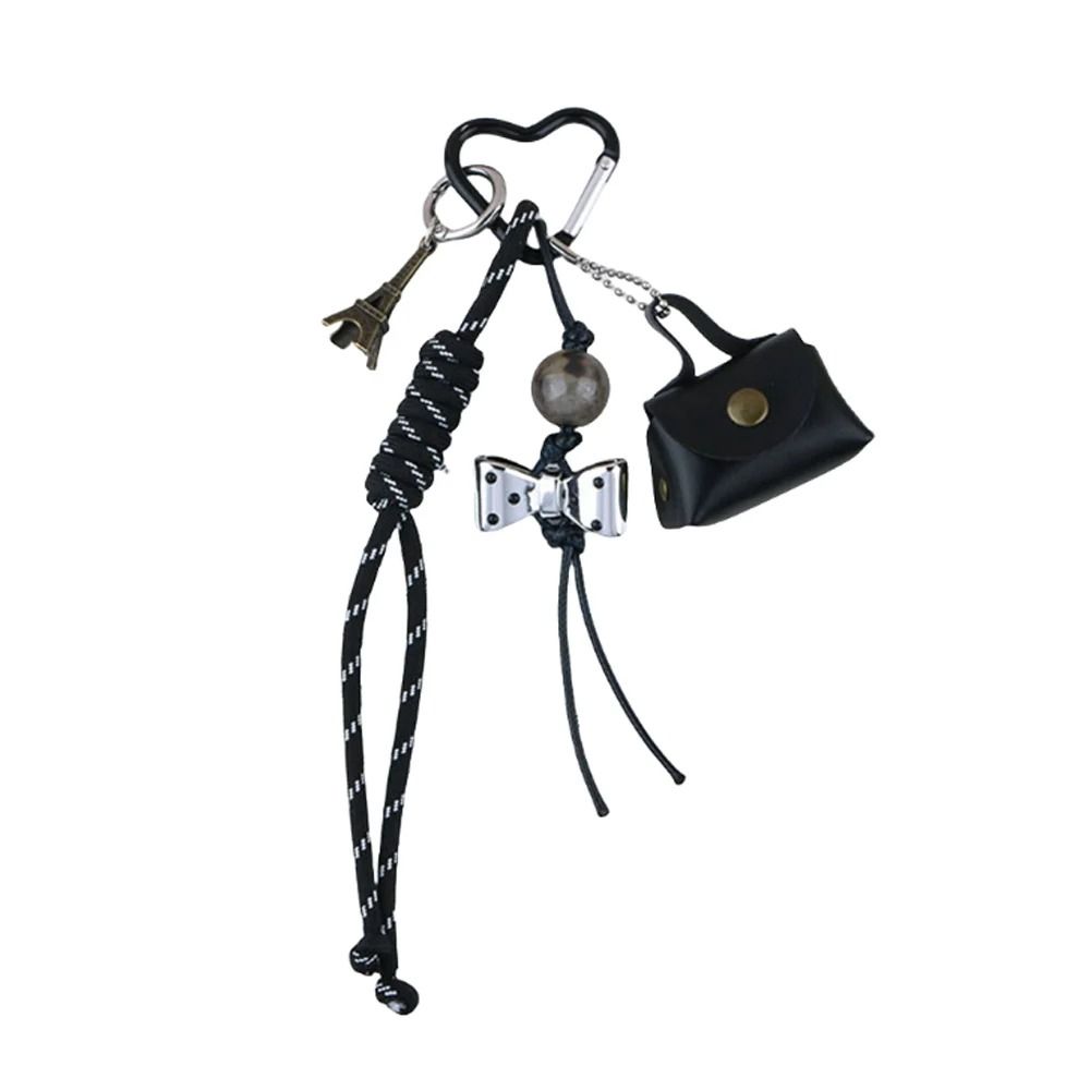 С кошельком для монет, плетеной веревкой, брелоком, сумка, аксессуары, плетеная нейлоновая веревка, INS, бант, сумка, кулон, женская
