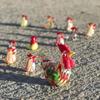 Creative Chick Rooster Glass Beads Large Small Hens Statue Miniatures Colorful Animal Living Room