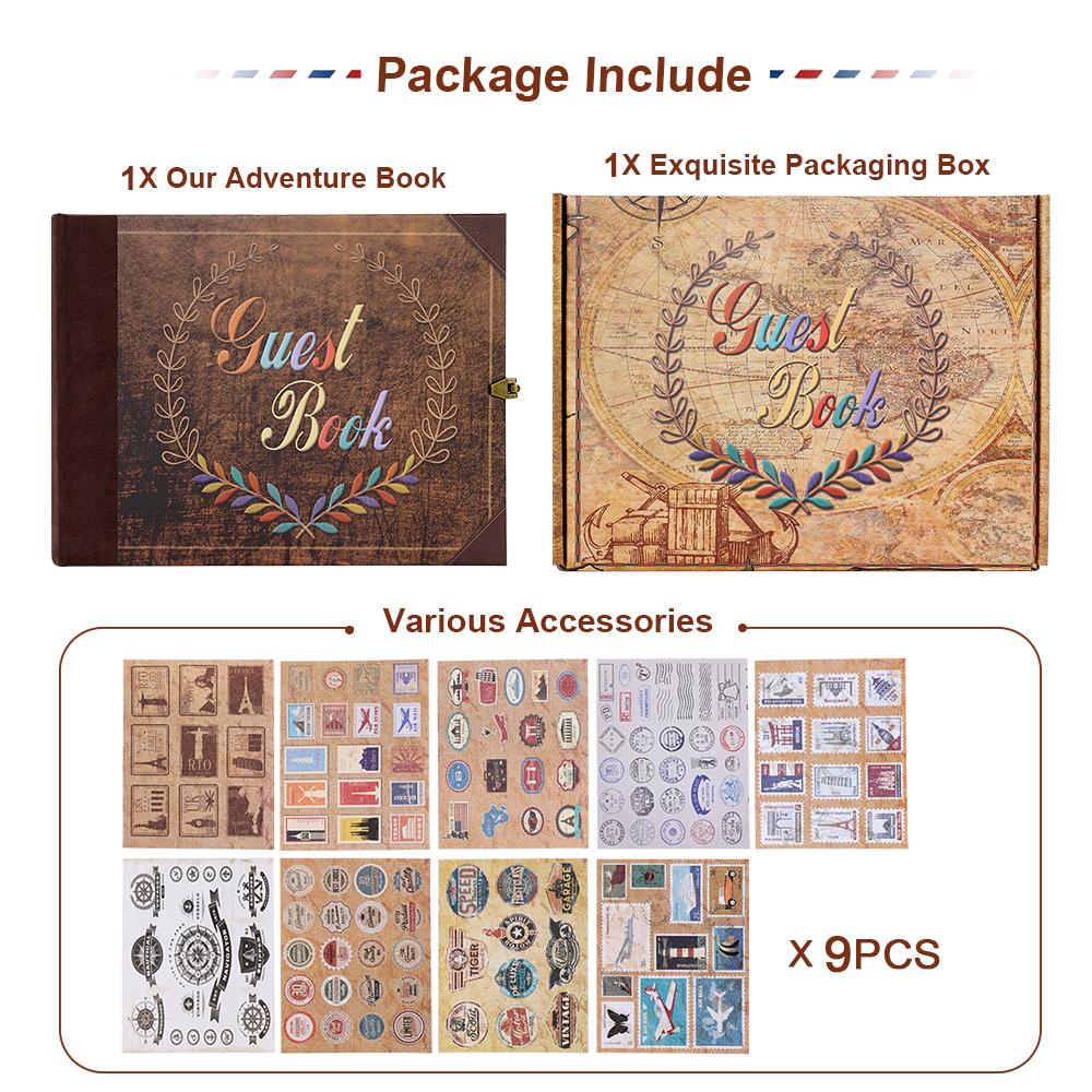 124 Pages Scrapbook Retro Kraft Album DIY Guest Book Handmade Photo Album Anniversary Wedding Memory Valentines Day Gift