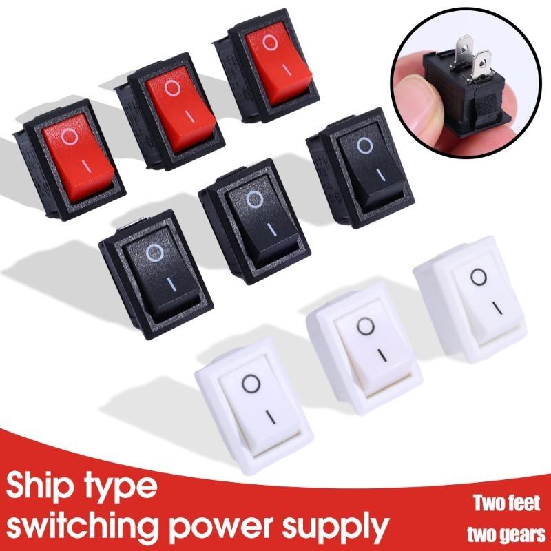 Mini Rocker Switch SPST Black and Red Snap in Switches Button AC 250V 3A / 125V 6A 2 Pin I/O 21*15mm on-off Switch Rocker