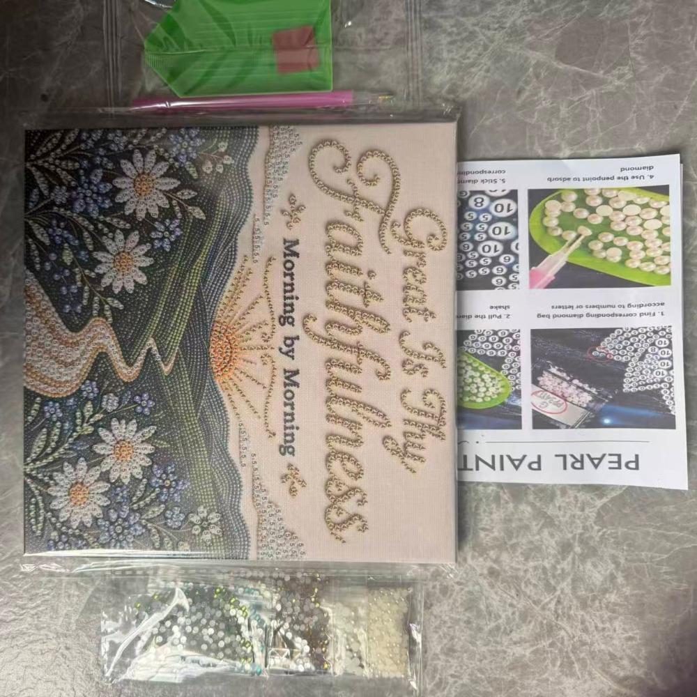 Handmade DIY Landscape Painting Set with Frame Religious Bead Art Kit Pearl Art Kit Wall Decor