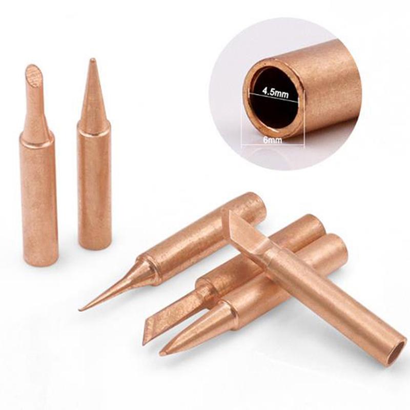 5/6Pcs Pure Copper 900M-T Solder Iron Tip Lead-Free Solder Tip Welding Head