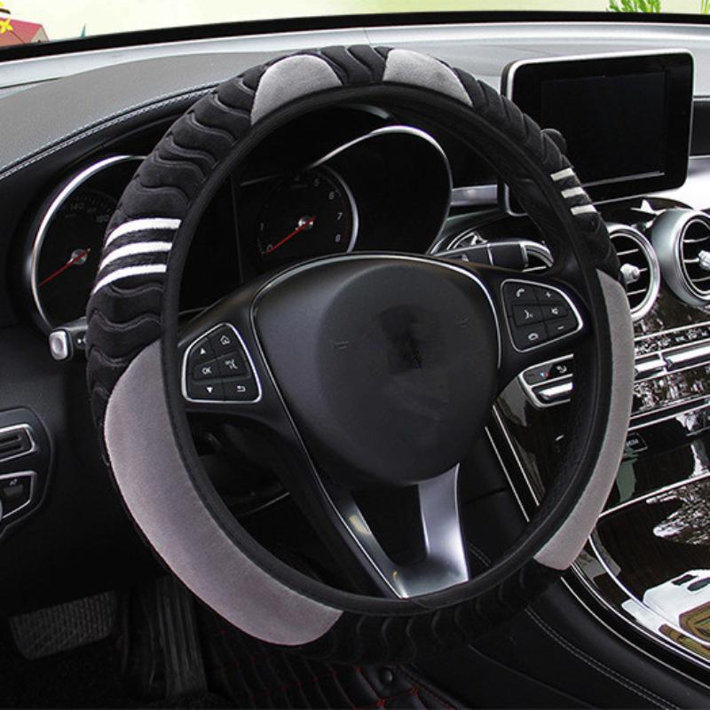 Плюшевый чехол на руль автомобиля, милый маленький монстр, декор, зимние теплые противоскользящие чехлы для 37-38 см, эластичный руль