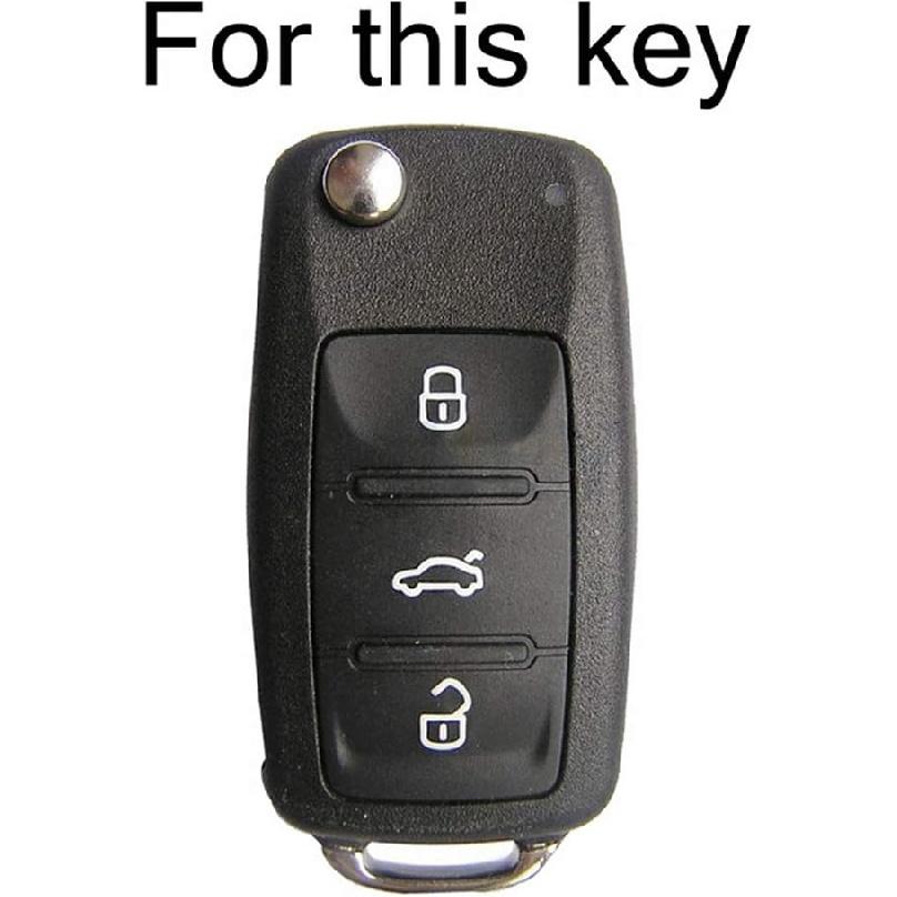 Key Fob Cover Silicone Keyless Remote Protector Sleeve Case Holder Compatible with VW Volkswagen Tiguan Golf Polo Jetta Passat