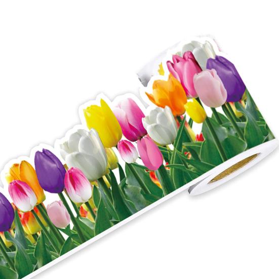 Бордюр с цветочным бюллетенем, бордюр с цветочной отделкой тюльпана, легко наносится, школьный класс, доска, отделка классной доски, декоративная бумага