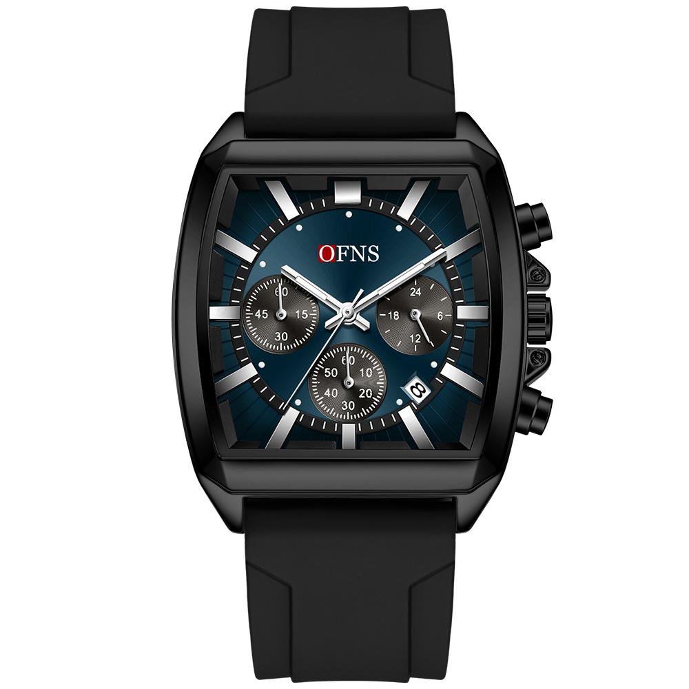 OFNS Business Sports Luxury Multifunctional Chronograph Quartz Watch for Men Waterproof Luminous Strap Casual Male Wristwatch