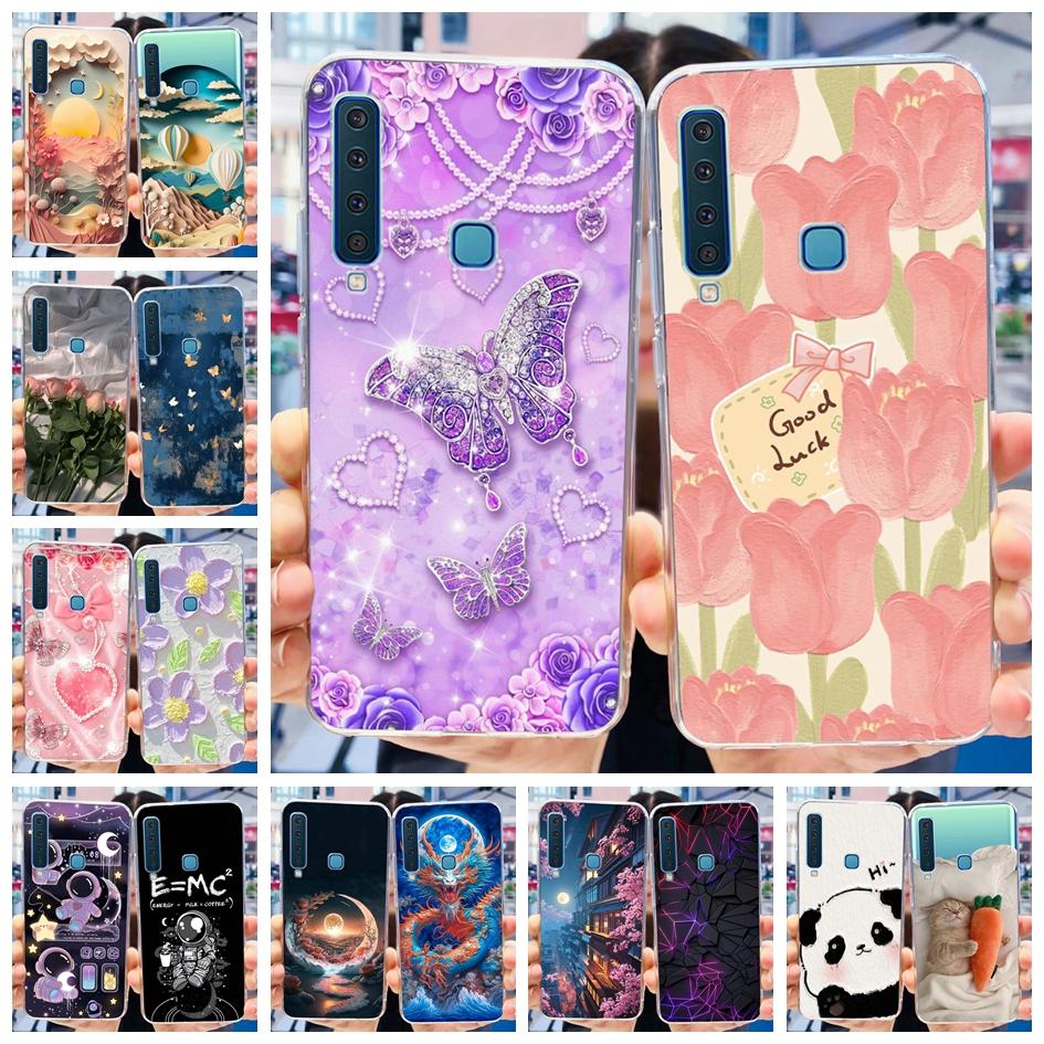 For Samsung Galaxy A9 2018 Case A920 SM-A920F Silicone Cover Popular Flower Clear TPU Soft Phone Case For Samsung A9 2018 Bumper