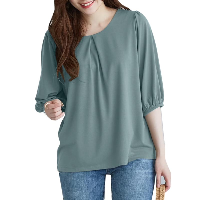 ZANZEA Womens Half Sleeve Round Neck Loose Blouse