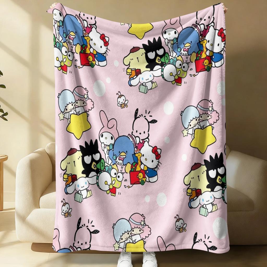 Игривое фланелевое одеяло-коллаж Sanrio, мягкое, теплое, плед, покрывало для дивана, кровати Hello Kitty, легкое летнее одеяло для сна, милый подарок