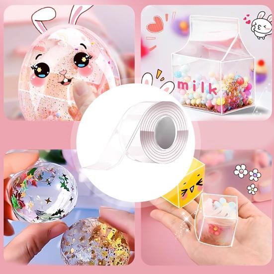 1 Set 300CM Nano Tape Bubble Toy with Straw Charm Sticker Inflator Tweezer Adhesive Funny Stress Relief DIY Craft Making Toy Kit Children Gift