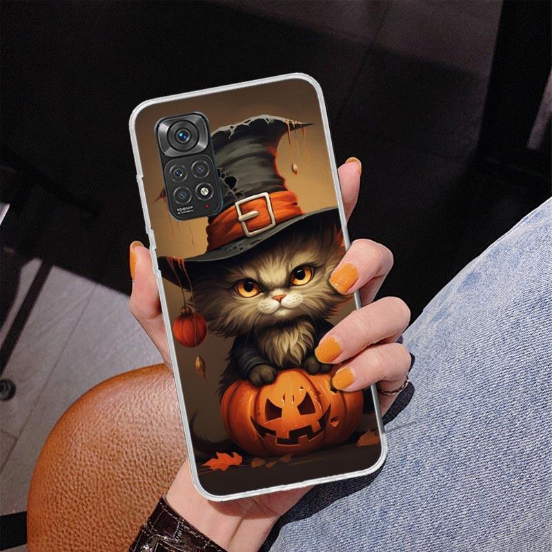 Black Kitten Halloween Pumpkin Phone Case For Xiaomi Redmi Note 15 14 13 12S 12 11 Pro Plus 14S 11S 11E 10 10S 11T 5G Personaliz