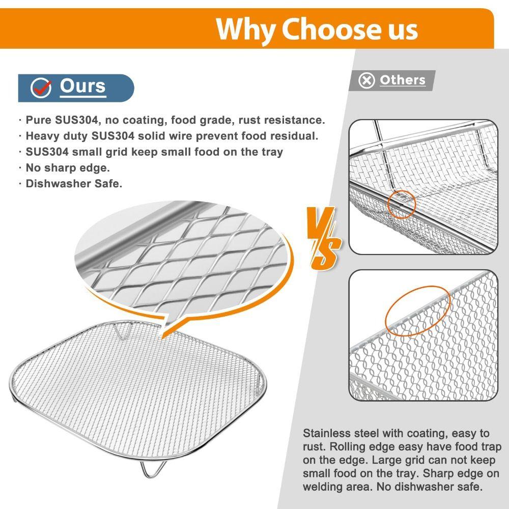 SUS304 Stainless Steel Rack Cooking Rack for Ninja Crispi FN101/FN103/FN100/Pro AS101 Baking