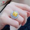Simple Square Yellow Shape Opening Temperament Ring For Women Wedding Party Fine Jewelry New Trendy