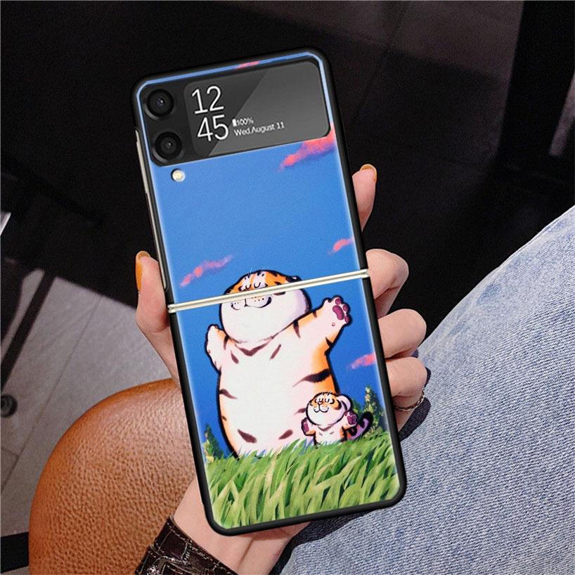Cartoon Fat Tiger Z Flip 7 Phnoe Case For Samsung Z Flip 6 5 4 3 5G Galaxy ZFlip7 ZFlip4 ZFlip5 ZFlip6 ZFlip3 Phone Cover 6 Phno